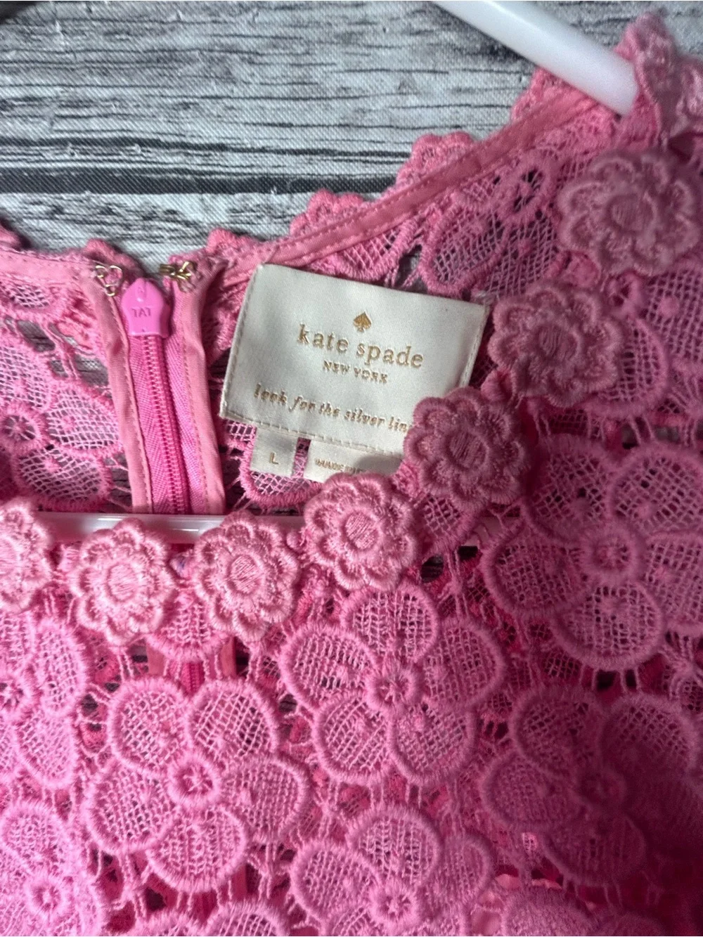 Kate Spade Pink Floral Lace Dress - Large